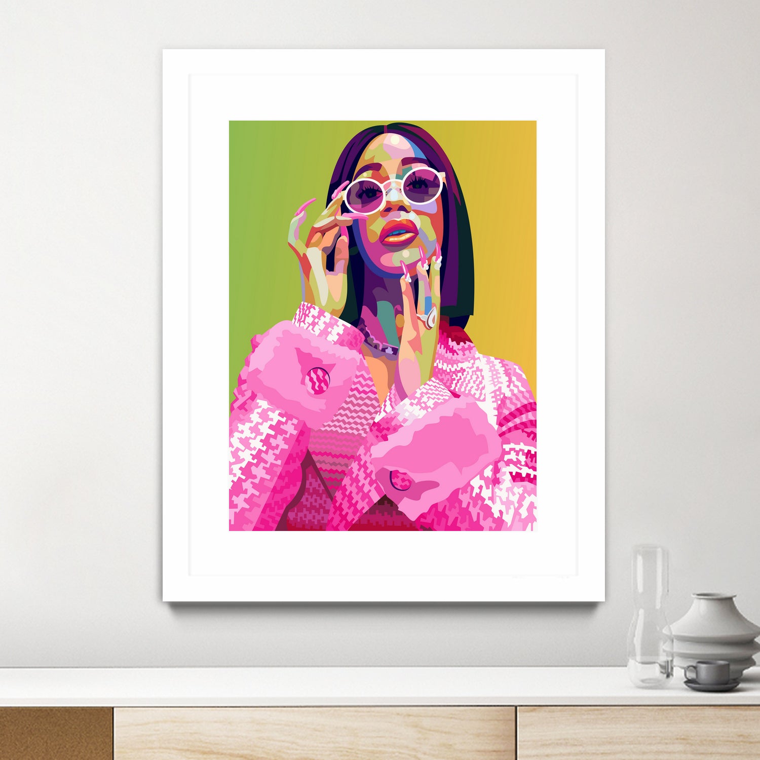 Cardi B Poster Print, Colorful Pop-Art, Wall Art Gift by kim huynh on GIANT ART - pink digital painting