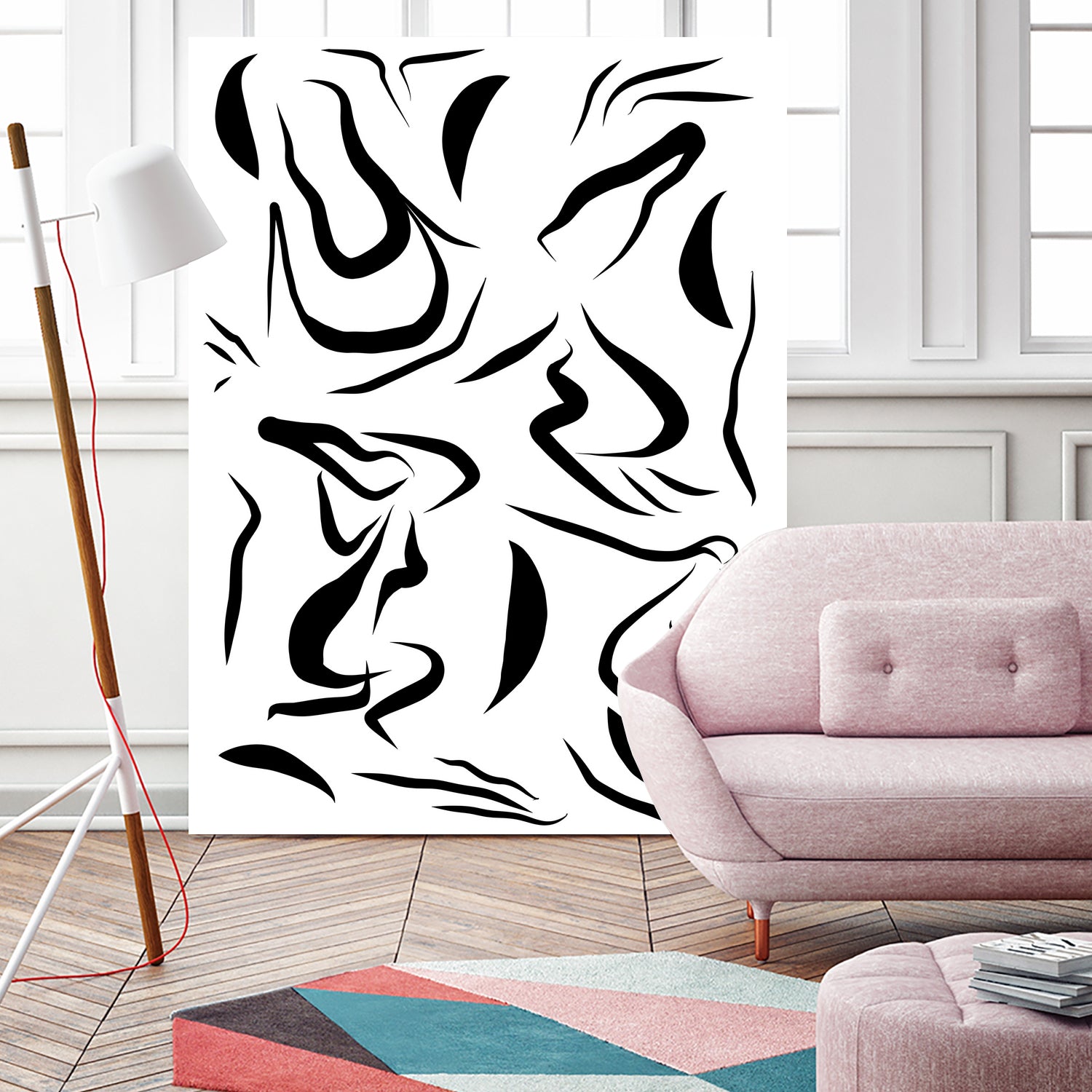 Natural Women Black & White Line-art Pattern by Dominique Van Roey on GIANT ART - white digital drawing