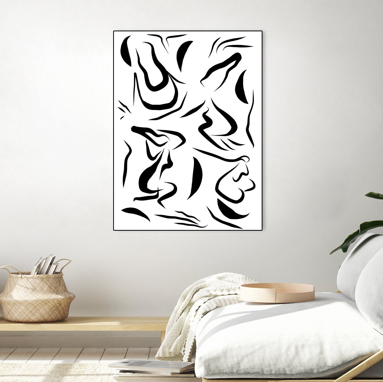 Natural Women Black & White Line-art Pattern by Dominique Van Roey on GIANT ART - white digital drawing