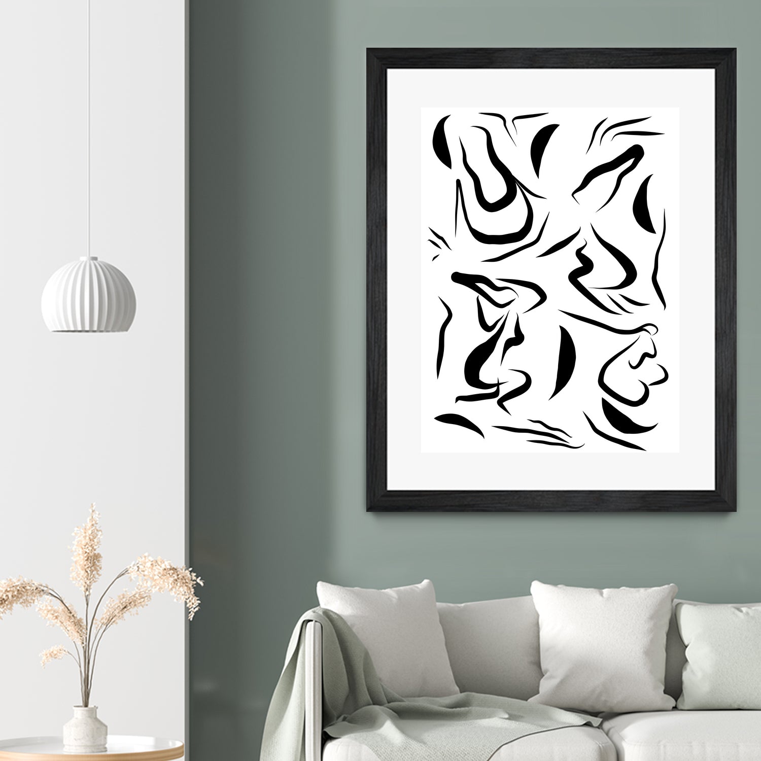 Natural Women Black & White Line-art Pattern by Dominique Van Roey on GIANT ART - white digital drawing