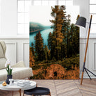 Pine tree with lake scenic at Emerald Bay Lake Tahoe by sutee monchitnukul on GIANT ART - orange photo manipulation