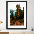 Pine tree with lake scenic at Emerald Bay Lake Tahoe by sutee monchitnukul on GIANT ART - orange photo manipulation