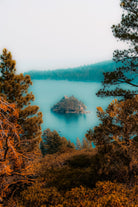 Beautiful island view at Emerald Bay Lake Tahoe California by sutee monchitnukul on GIANT ART - blue photo manipulation