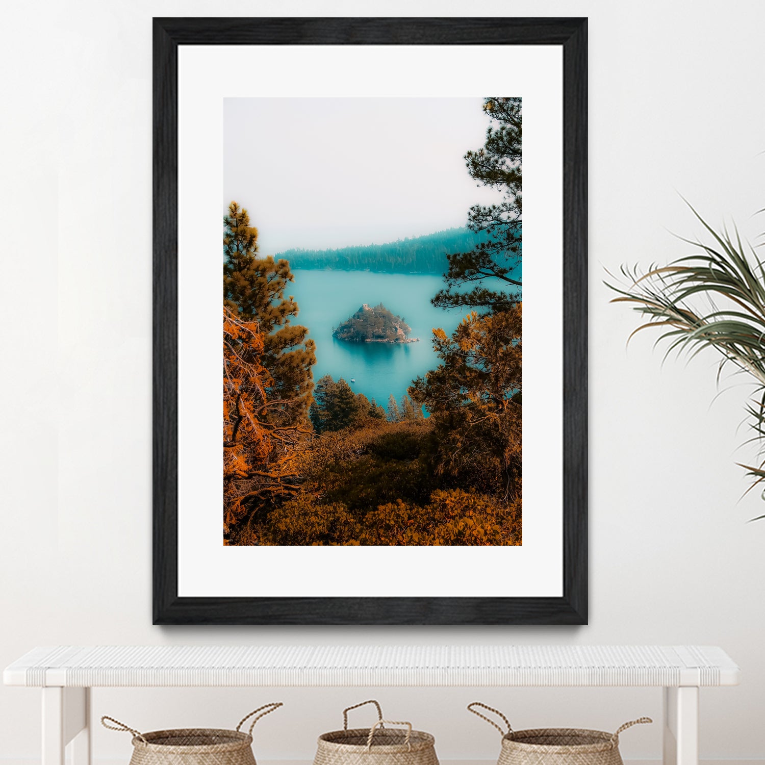 Beautiful island view at Emerald Bay Lake Tahoe California by sutee monchitnukul on GIANT ART - blue photo manipulation