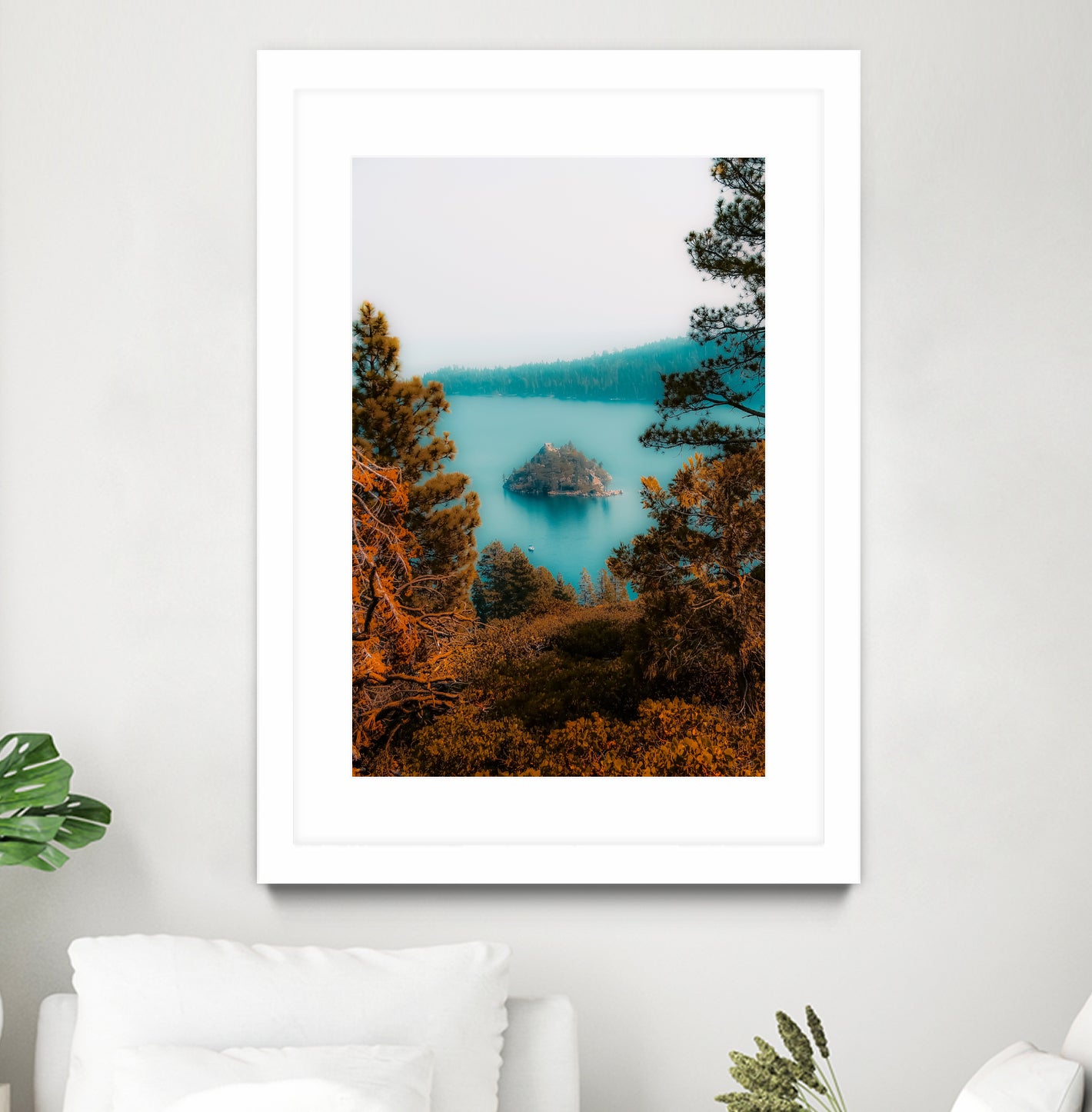 Beautiful island view at Emerald Bay Lake Tahoe California by sutee monchitnukul on GIANT ART - blue photo manipulation