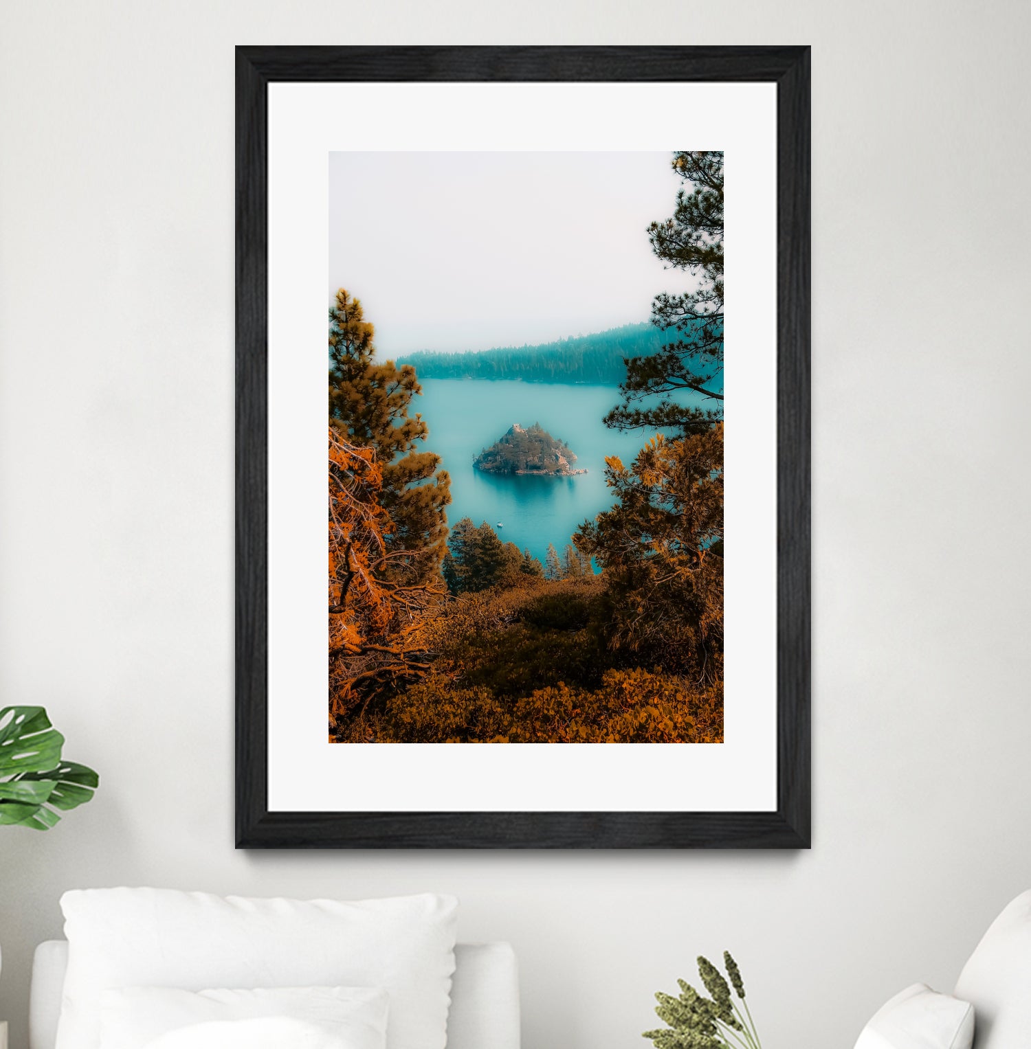 Beautiful island view at Emerald Bay Lake Tahoe California by sutee monchitnukul on GIANT ART - blue photo manipulation