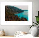 Pine tree and lake view at Emerald Bay Lake Tahoe California by sutee monchitnukul on GIANT ART - blue photo manipulation