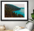 Pine tree and lake view at Emerald Bay Lake Tahoe California by sutee monchitnukul on GIANT ART - blue photo manipulation