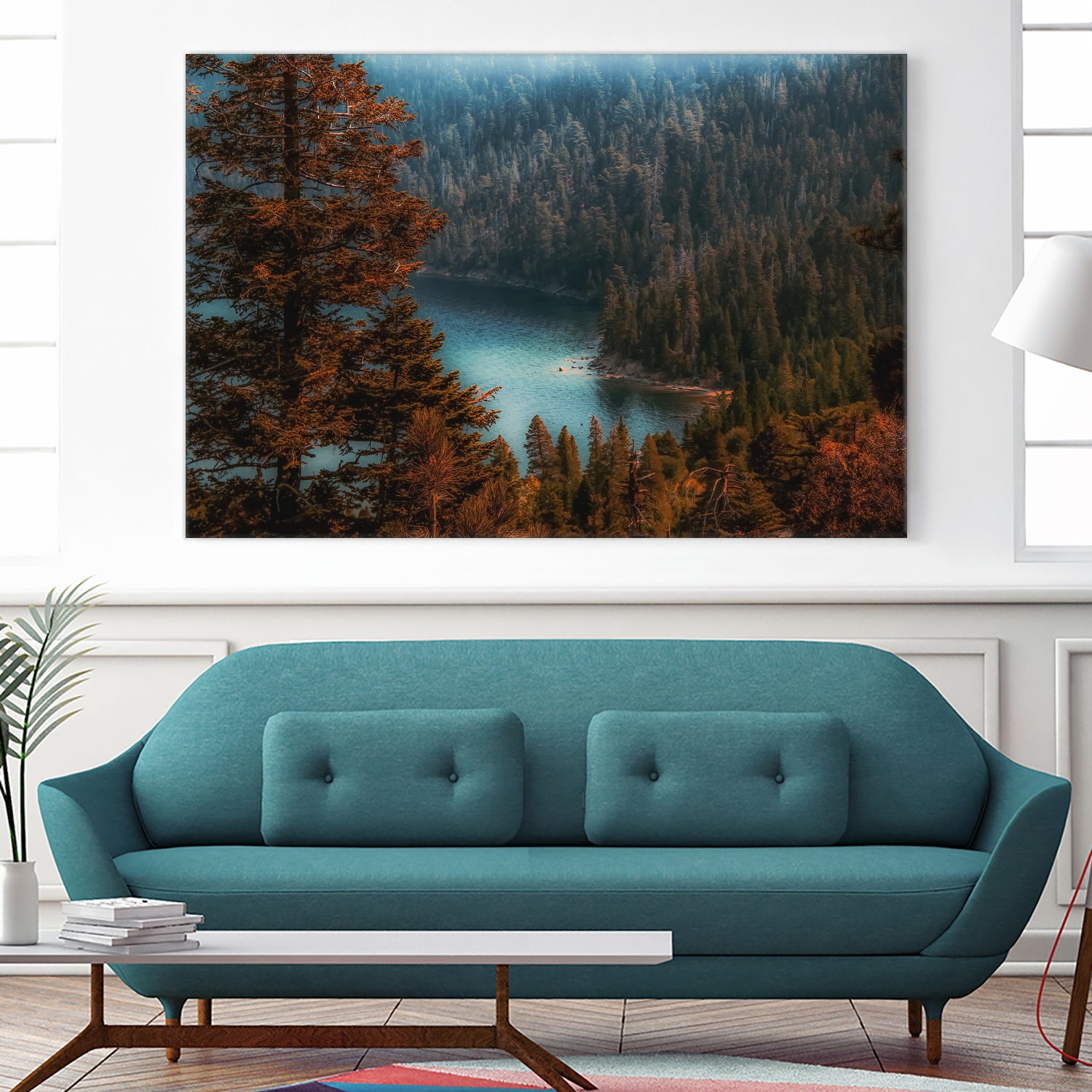 pine tree at Emerald Bay Lake Tahoe California USA by sutee monchitnukul on GIANT ART - red photo manipulation