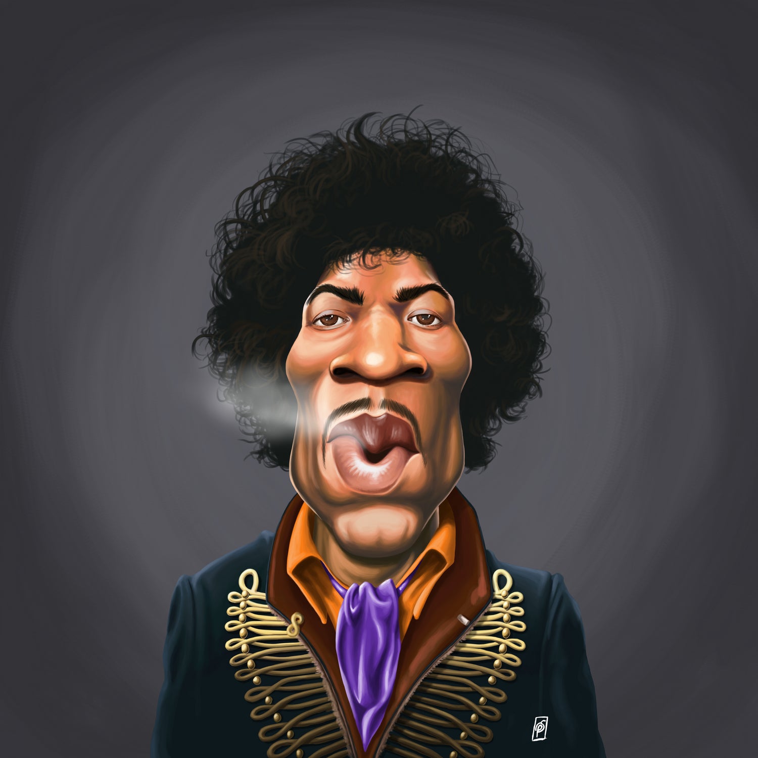 Jimi Hendrix by Rob Snow on GIANT ART - brown digital painting