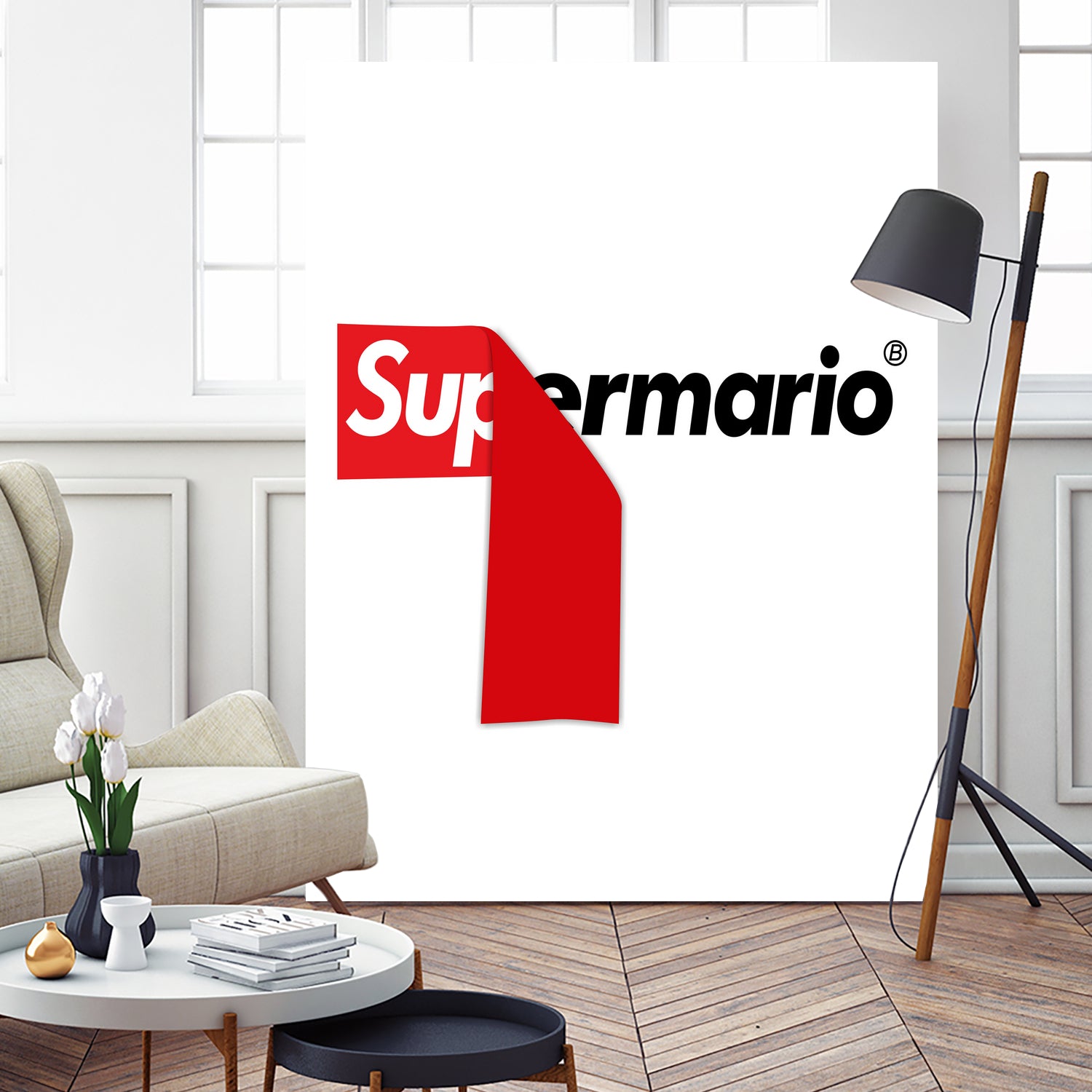 Supreme Mario by Rogelio I Luis on GIANT ART - white typography