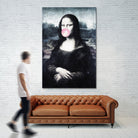 Mona Lisa blowing bubblegum bubbles by Menelaos Trompoukis on GIANT ART - blue digital painting