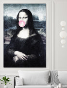 Mona Lisa blowing bubblegum bubbles by Menelaos Trompoukis on GIANT ART - blue digital painting