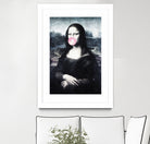 Mona Lisa blowing bubblegum bubbles by Menelaos Trompoukis on GIANT ART - blue digital painting