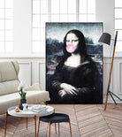 Mona Lisa blowing bubblegum bubbles by Menelaos Trompoukis on GIANT ART - blue digital painting