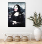 Mona Lisa blowing bubblegum bubbles by Menelaos Trompoukis on GIANT ART - blue digital painting