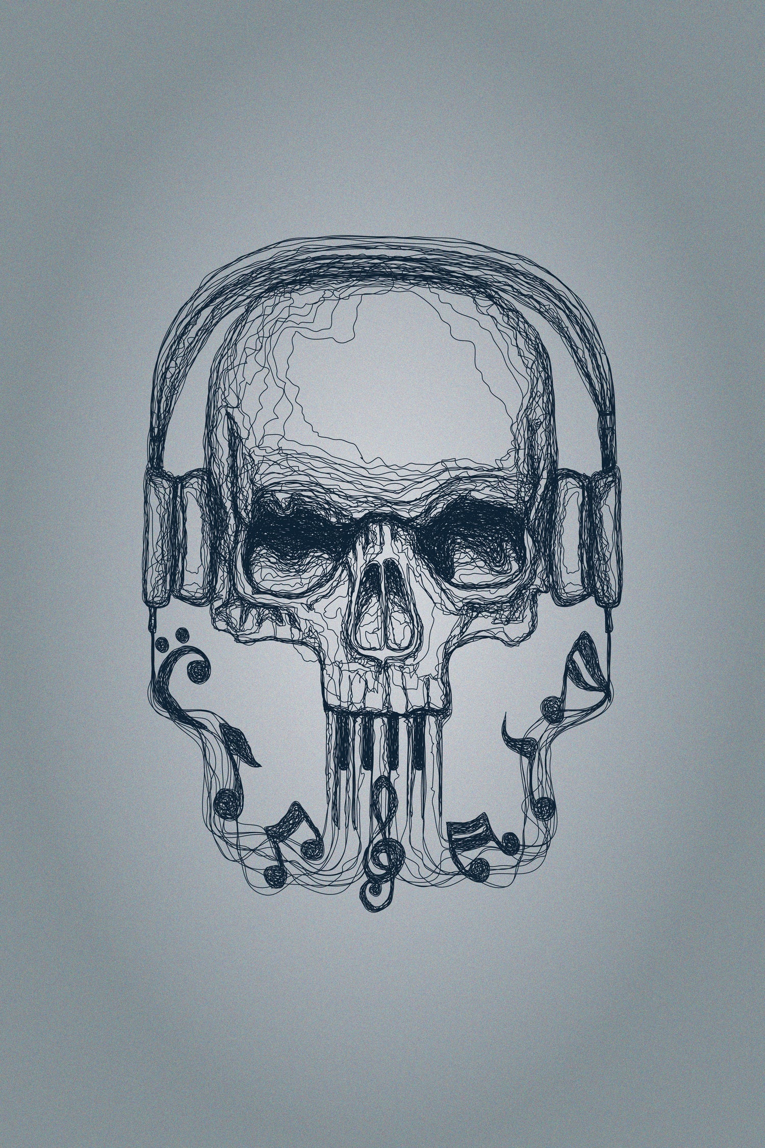 SKULL-LINE MUSIC by IllustRed Créative Studio on GIANT ART - black digital drawing