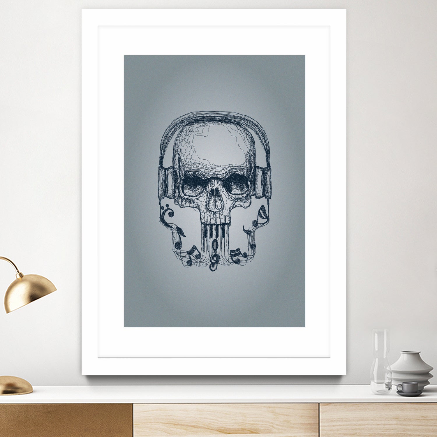 SKULL-LINE MUSIC by IllustRed Créative Studio on GIANT ART - black digital drawing