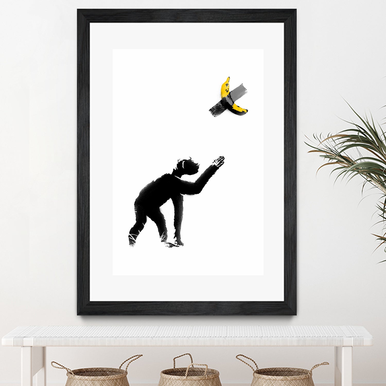 Chimpanzee and Banana Taped by Afif Quilimo on GIANT ART - white digital drawing