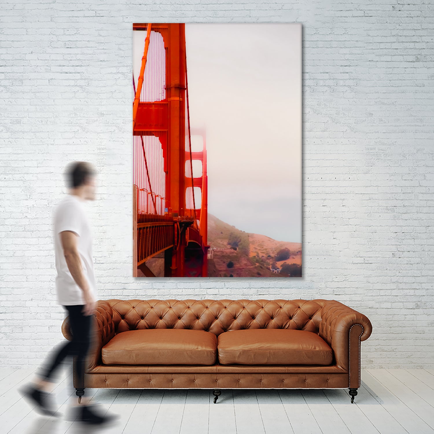 Closeup Golden Gate bridge with foggy sky San Francisco USA by sutee monchitnukul on GIANT ART - red photo manipulation