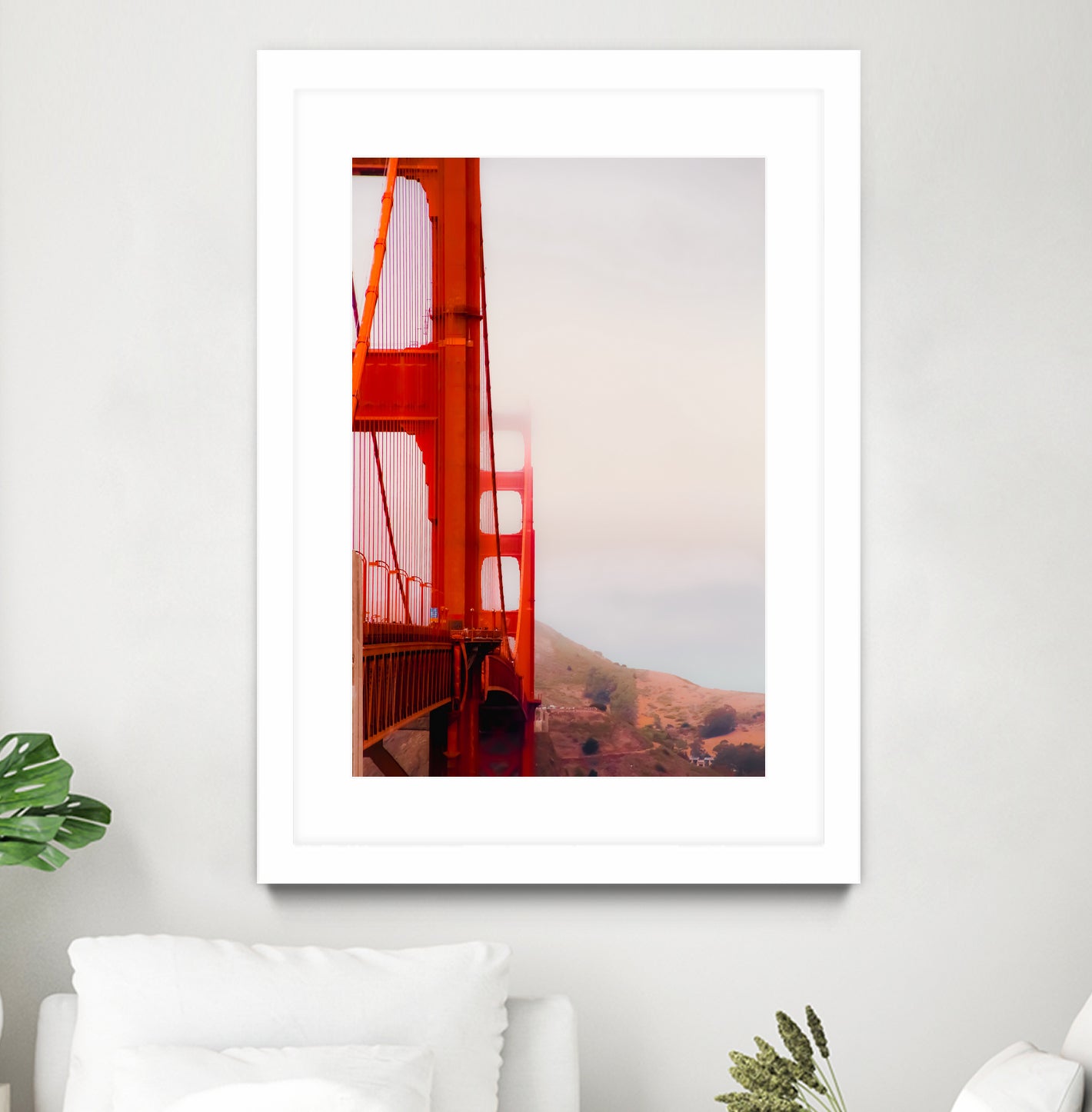 Closeup Golden Gate bridge with foggy sky San Francisco USA by sutee monchitnukul on GIANT ART - red photo manipulation