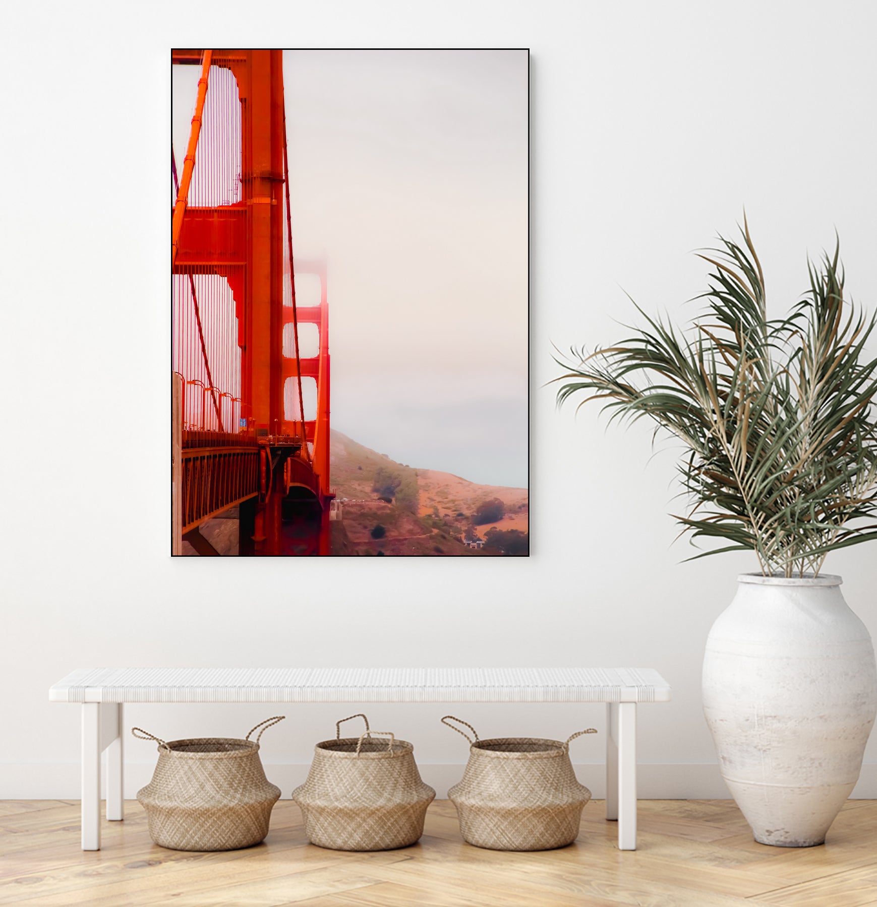 Closeup Golden Gate bridge with foggy sky San Francisco USA by sutee monchitnukul on GIANT ART - red photo manipulation