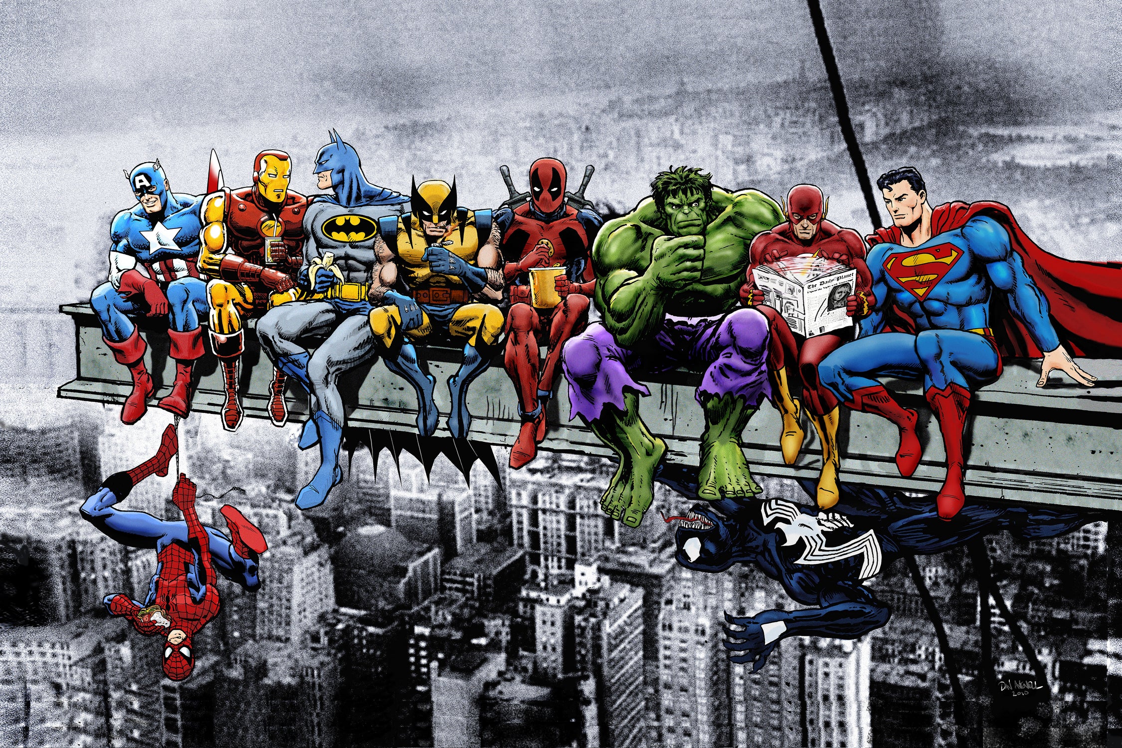 Marvel and DC Superheroes Meet-Up by Dan Avenell on GIANT ART - white digital painting