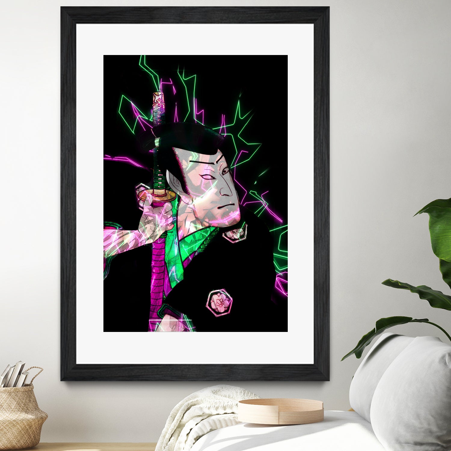 Samurai Japan Print Art Colored by Damian firenza on GIANT ART - fuchsia digital painting