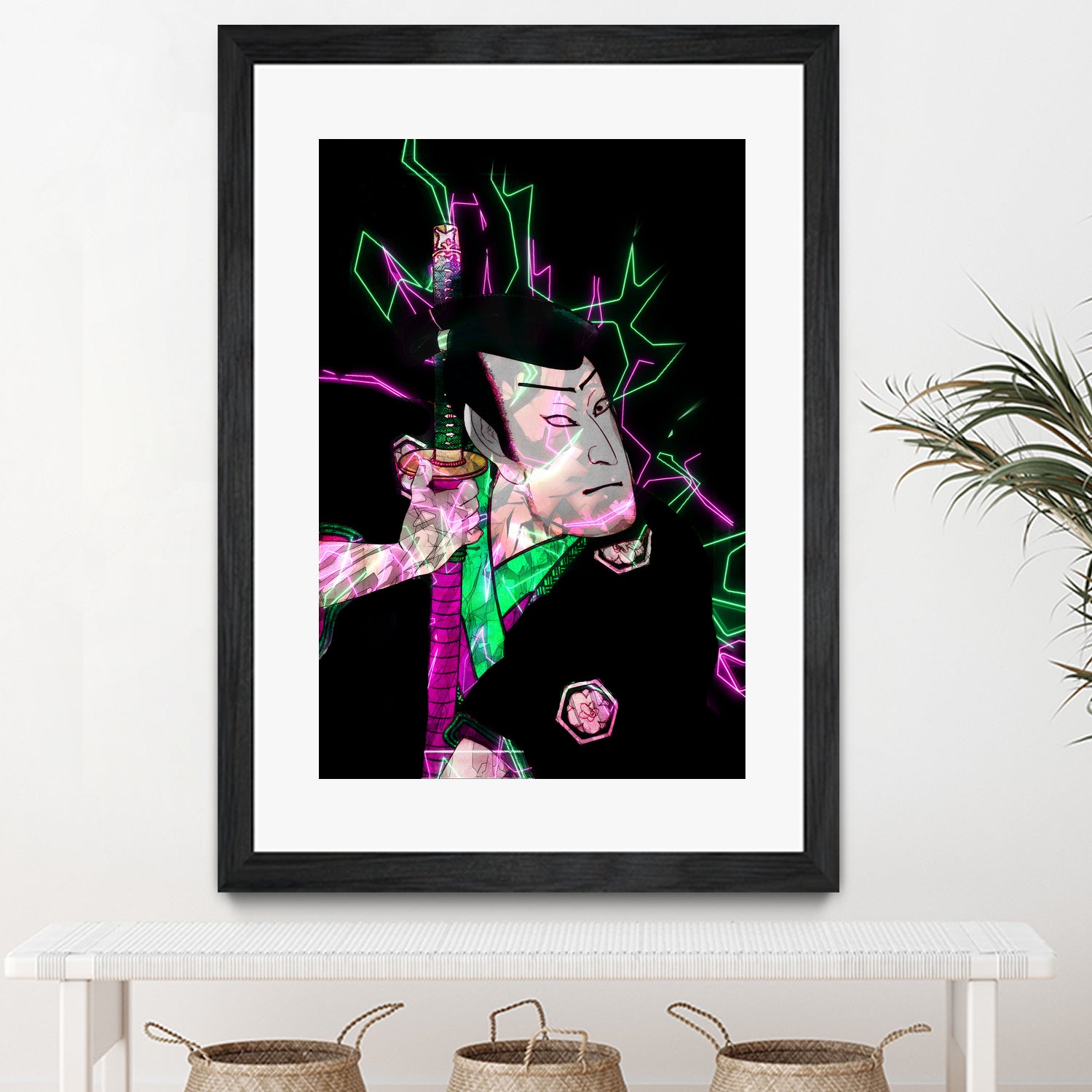 Samurai Japan Print Art Colored by Damian firenza on GIANT ART - fuchsia digital painting