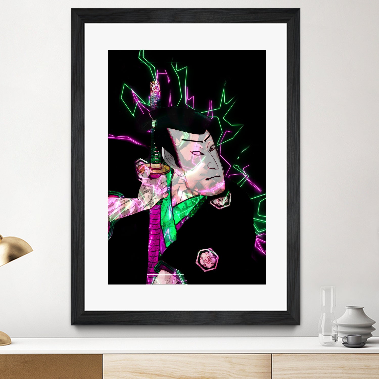 Samurai Japan Print Art Colored by Damian firenza on GIANT ART - fuchsia digital painting