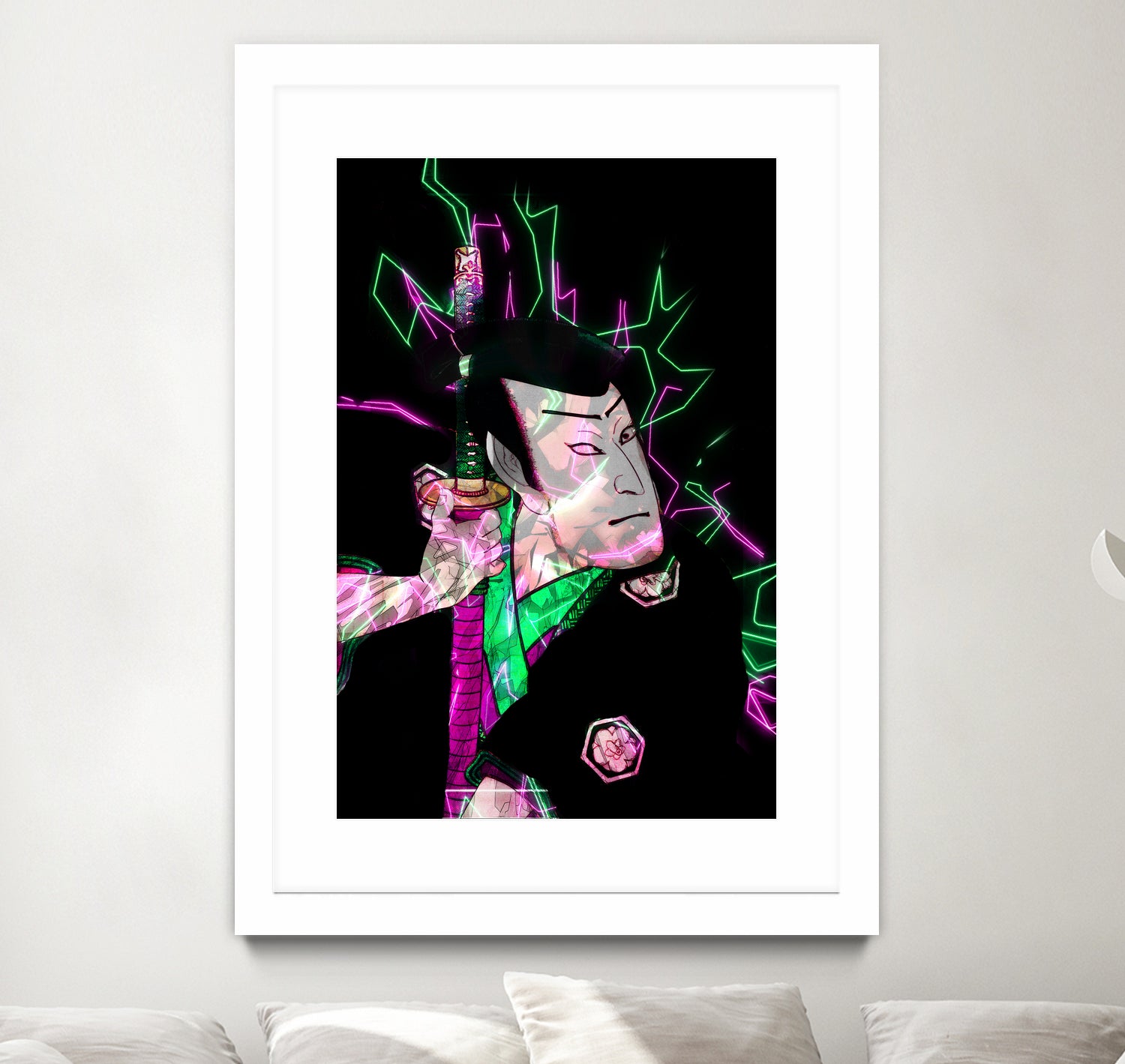 Samurai Japan Print Art Colored by Damian firenza on GIANT ART - fuchsia digital painting