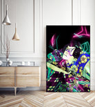 Samurai Japan Print Art Colored Neon Electric by Damian firenza on GIANT ART - fuchsia digital painting