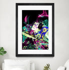 Samurai Japan Print Art Colored Neon Electric by Damian firenza on GIANT ART - fuchsia digital painting