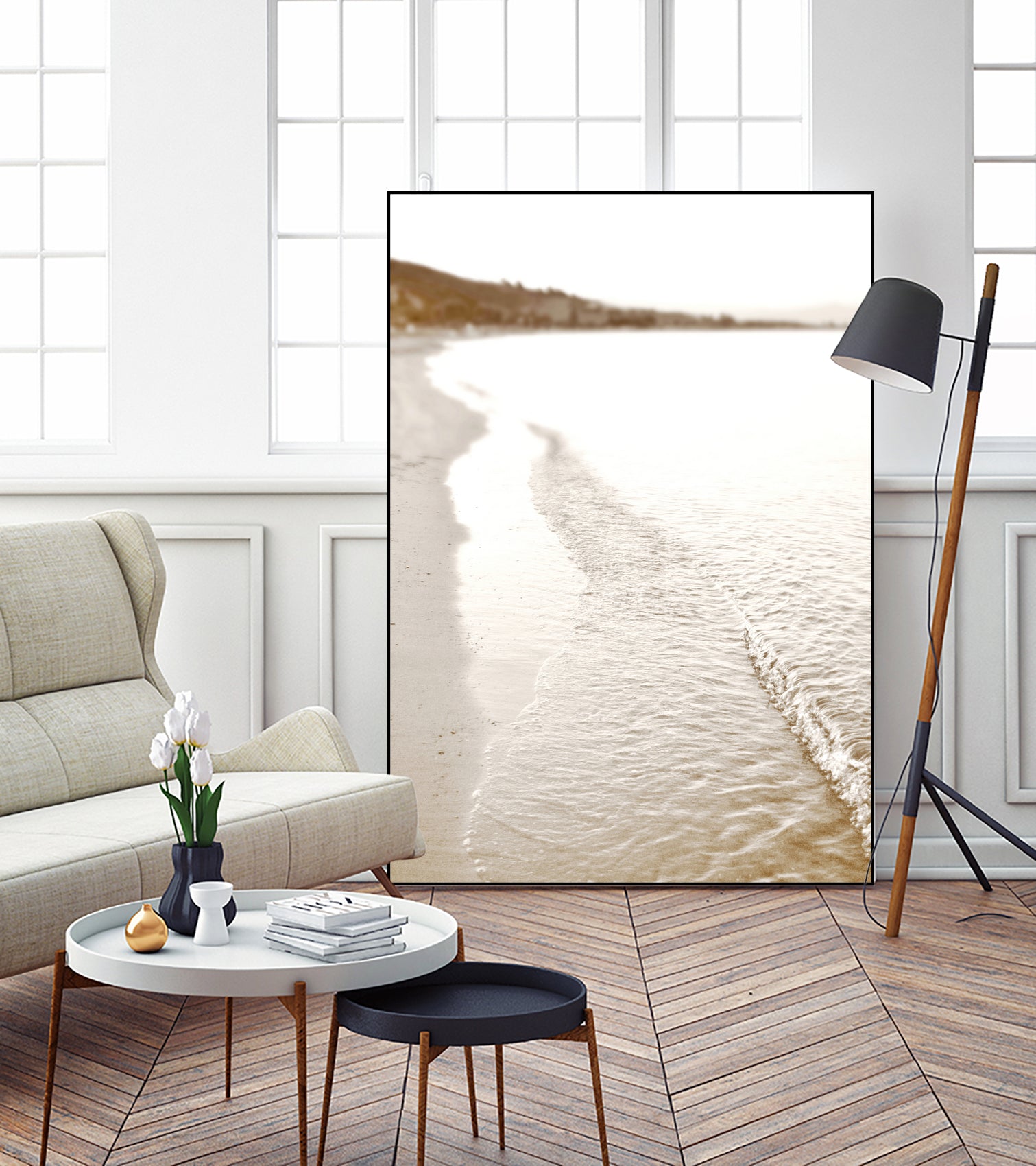 Minimalist pastel beach scape by IOANNA PAPANIKOLAOU on GIANT ART - brown photo illustration