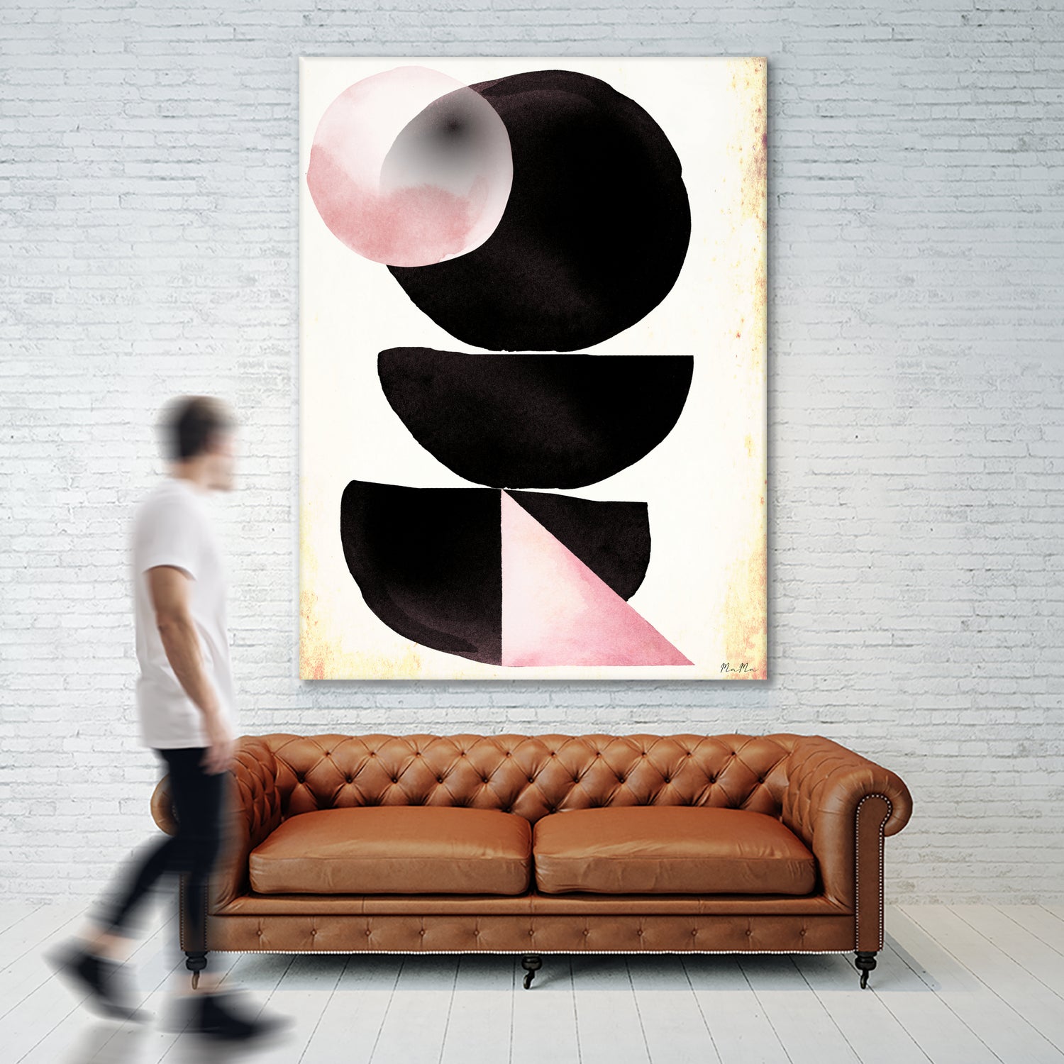 Black pink geometric abstract mama art by Maria Mata on GIANT ART - black digital painting