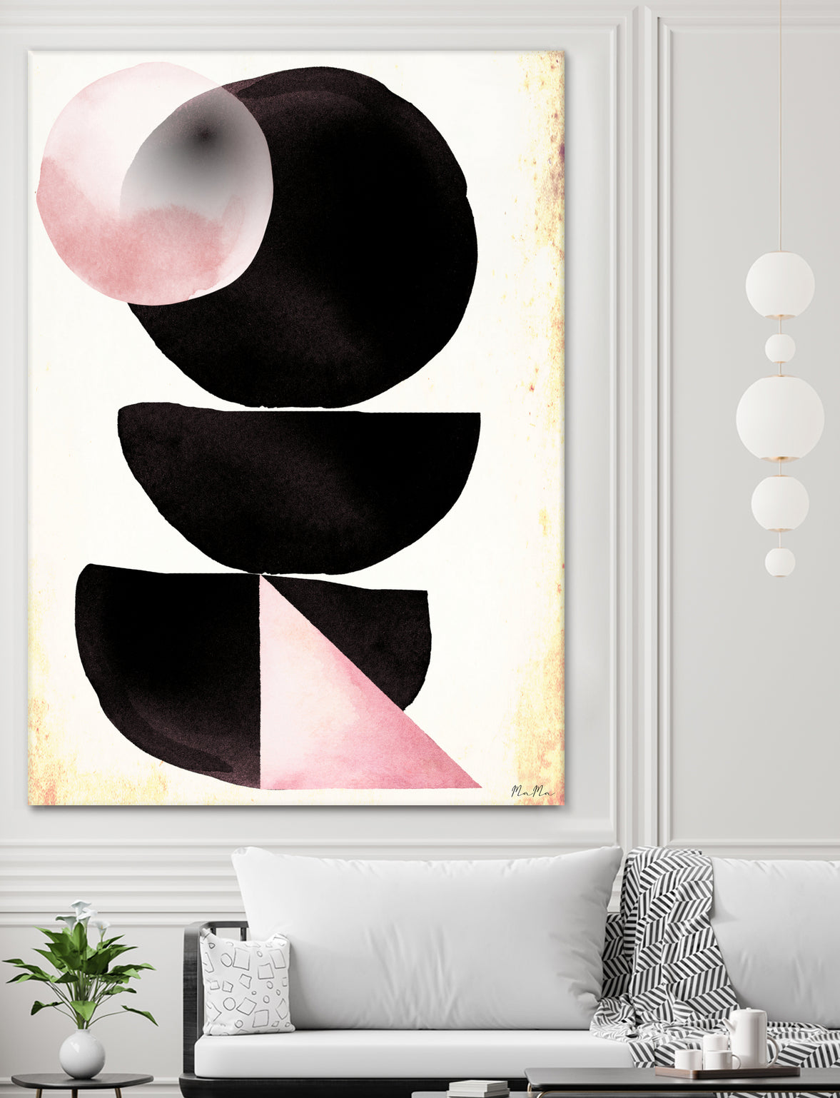 Black pink geometric abstract mama art by Maria Mata on GIANT ART - black digital painting