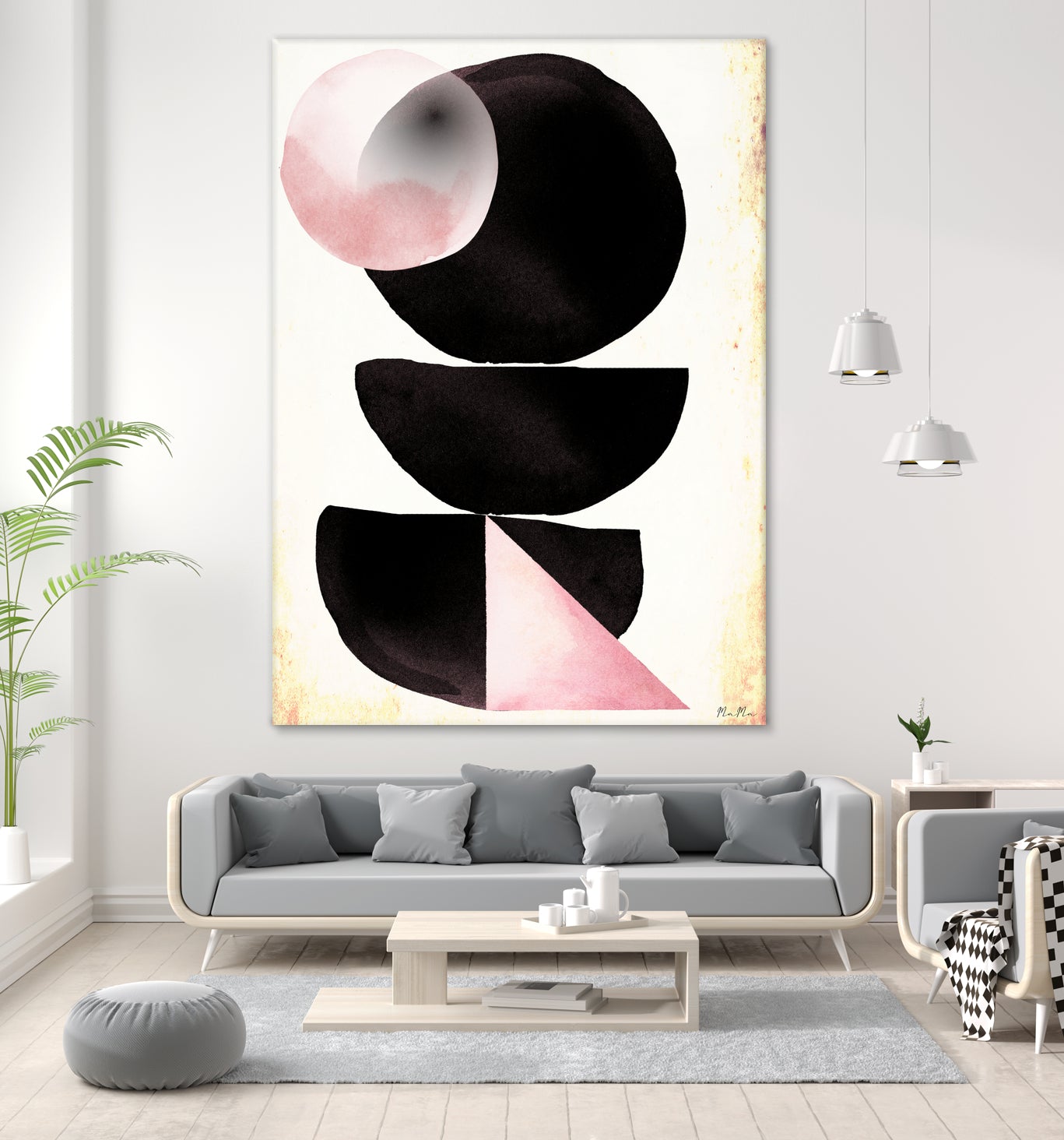 Black pink geometric abstract mama art by Maria Mata on GIANT ART - black digital painting