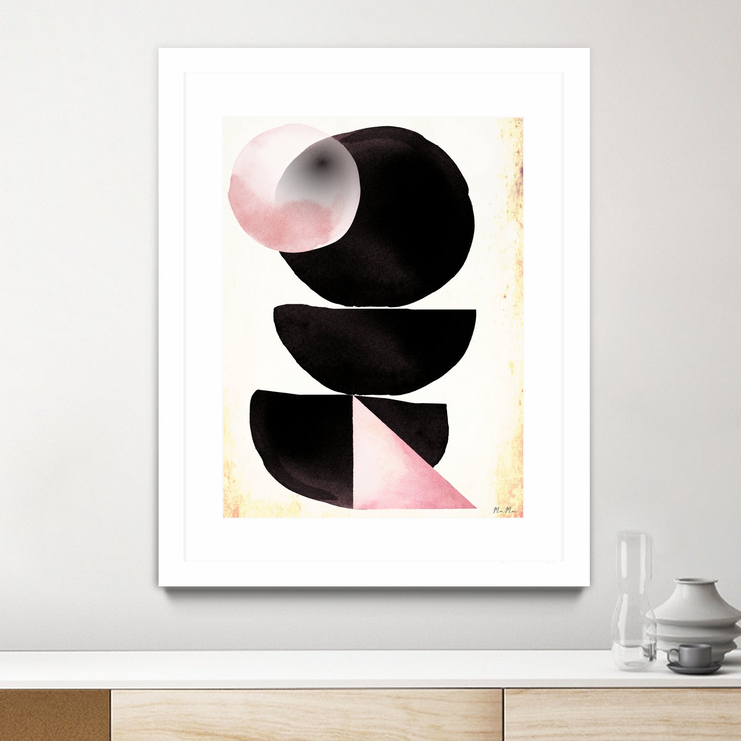 Black pink geometric abstract mama art by Maria Mata on GIANT ART - black digital painting