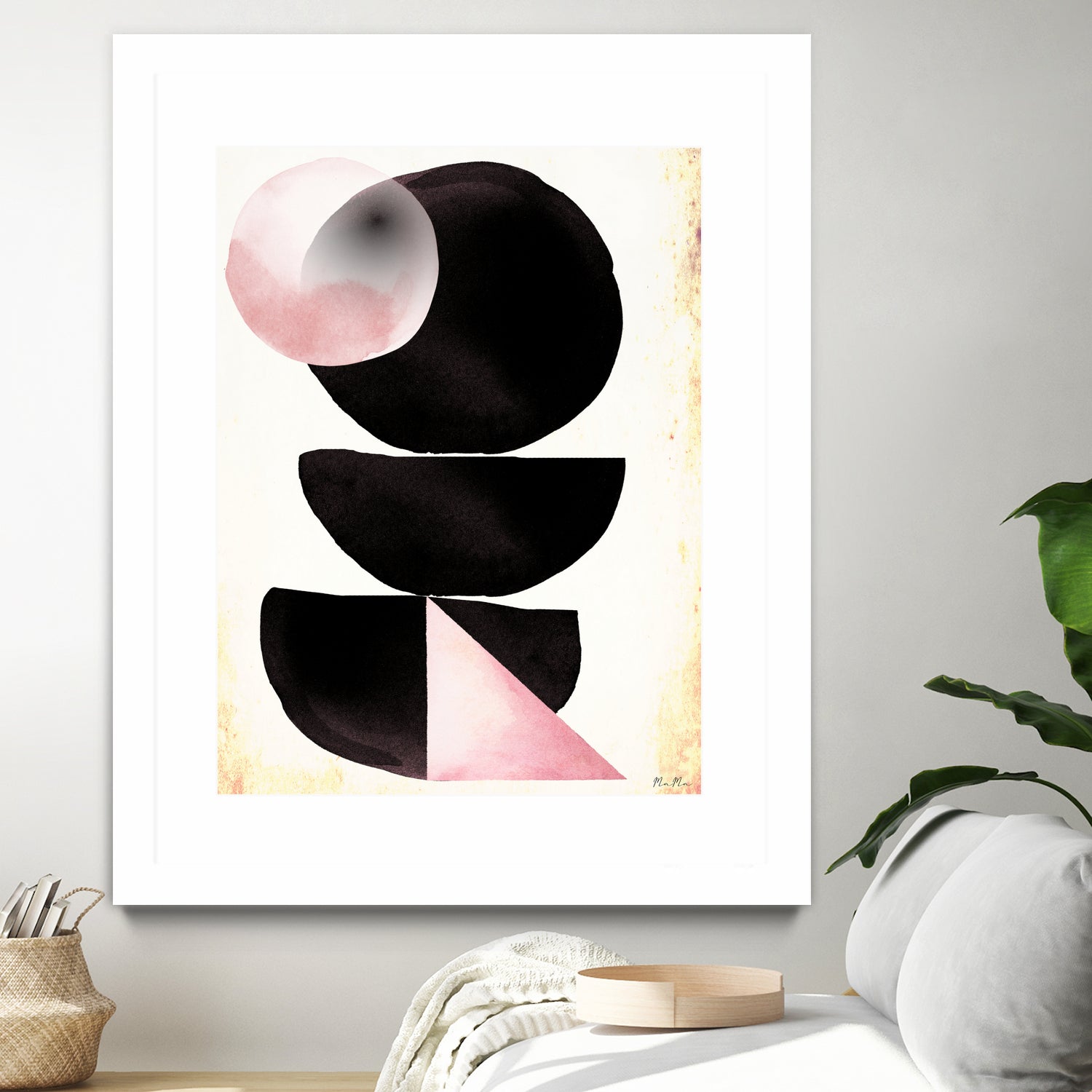 Black pink geometric abstract mama art by Maria Mata on GIANT ART - black digital painting