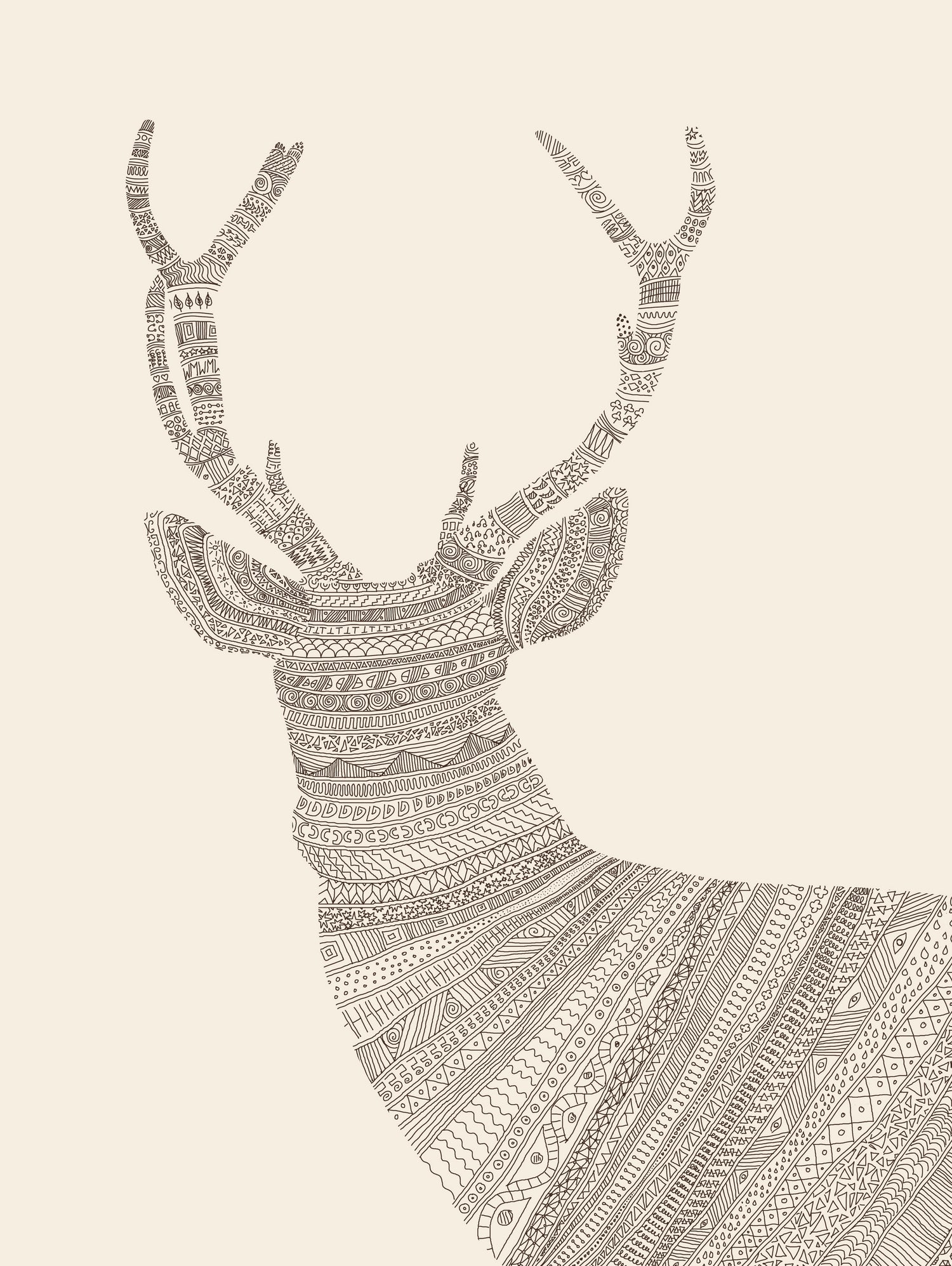 Stag / Deer (On Beige) by Florent Bodart on GIANT ART - digital drawing