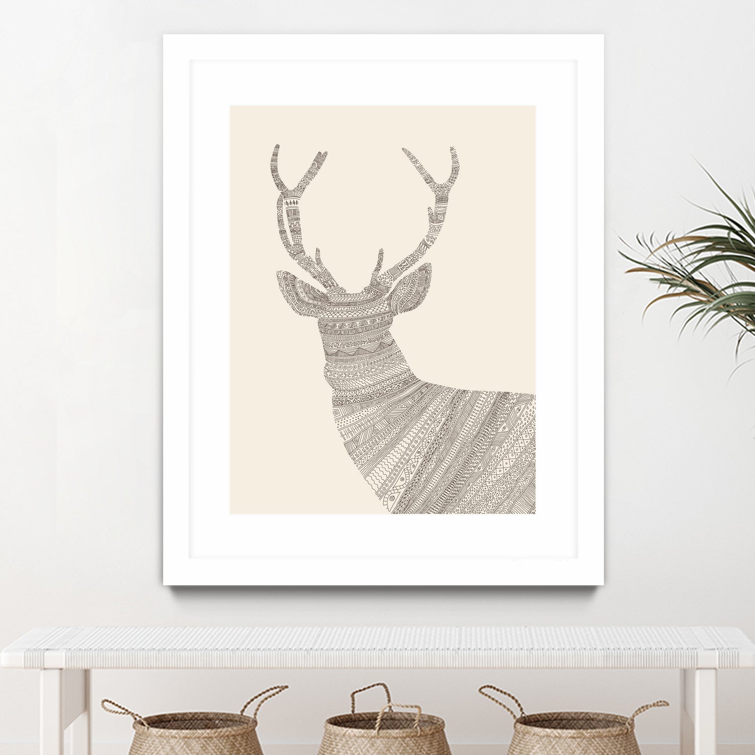 Stag / Deer (On Beige) by Florent Bodart on GIANT ART - digital drawing