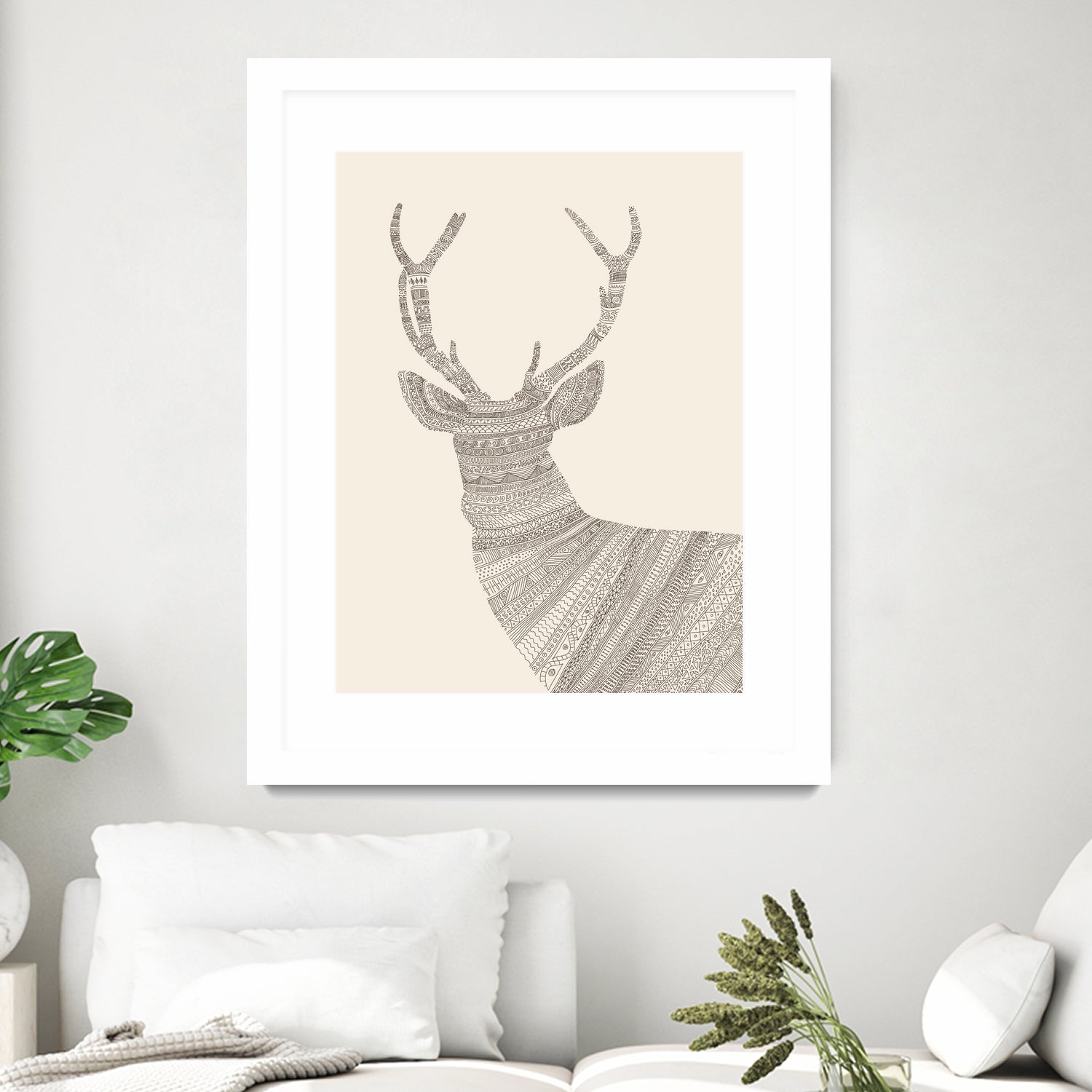 Stag / Deer (On Beige) by Florent Bodart on GIANT ART - digital drawing