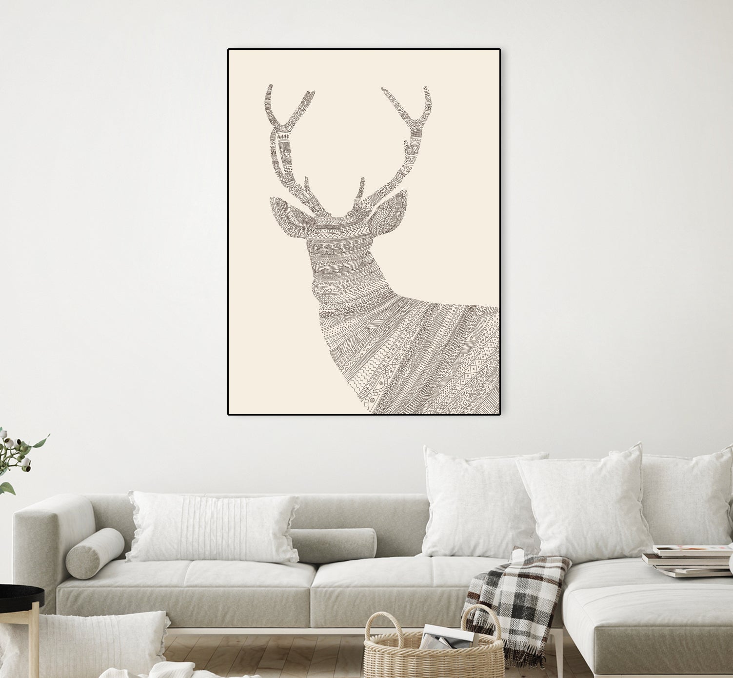 Stag / Deer (On Beige) by Florent Bodart on GIANT ART - digital drawing