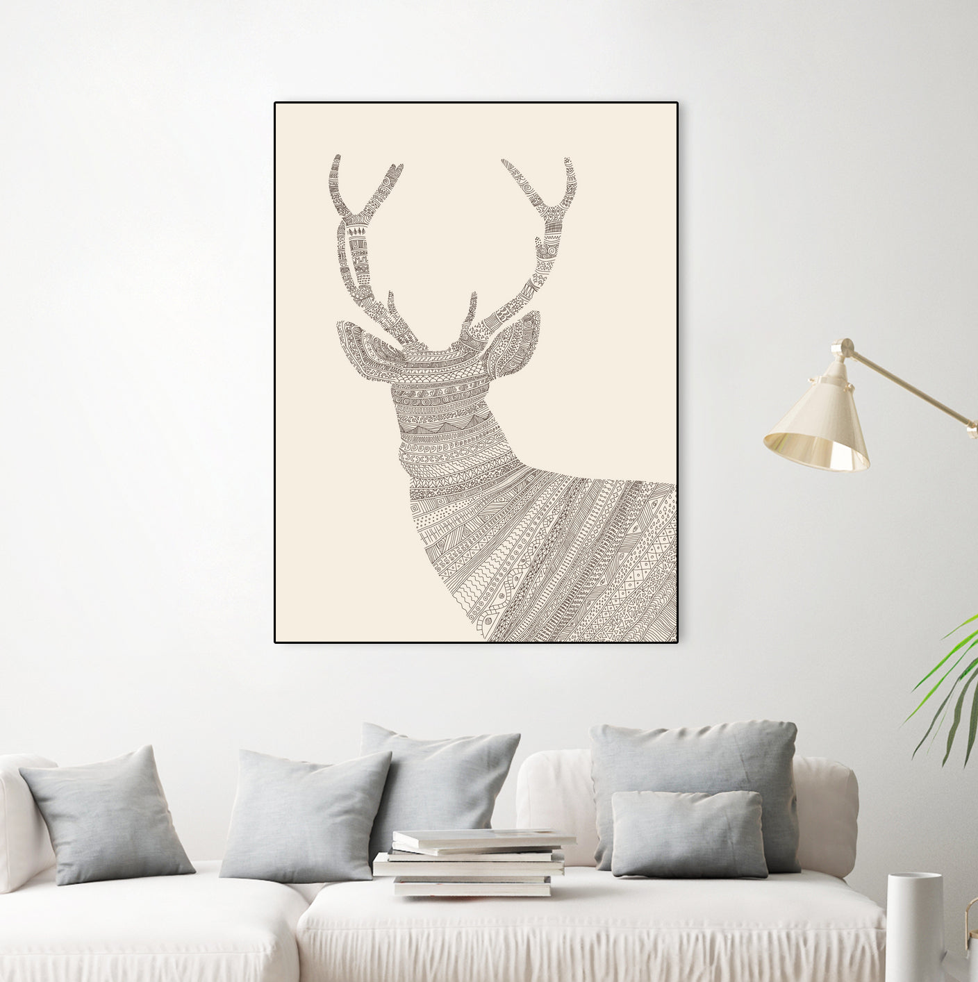 Stag / Deer (On Beige) by Florent Bodart on GIANT ART - digital drawing