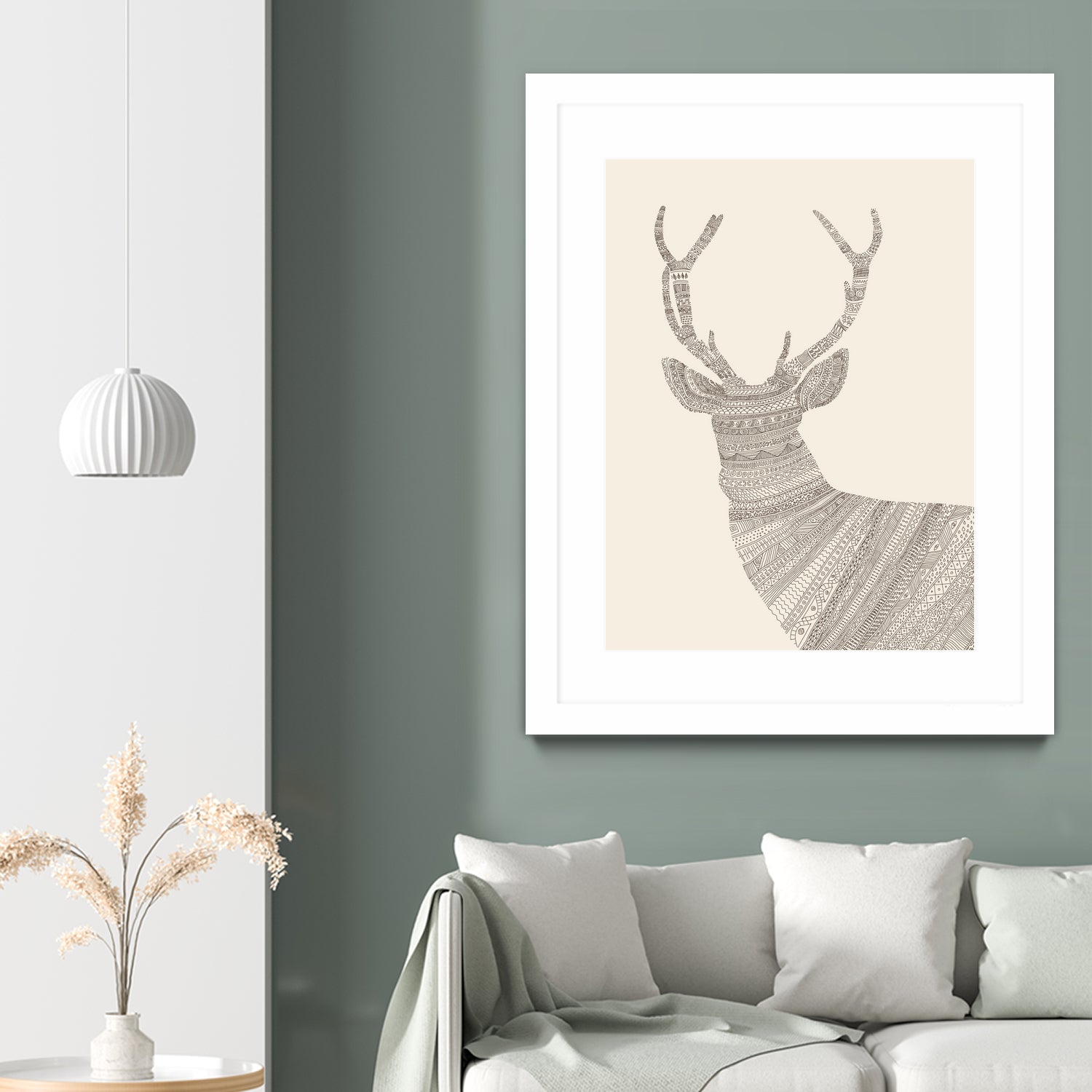 Stag / Deer (On Beige) by Florent Bodart on GIANT ART - digital drawing