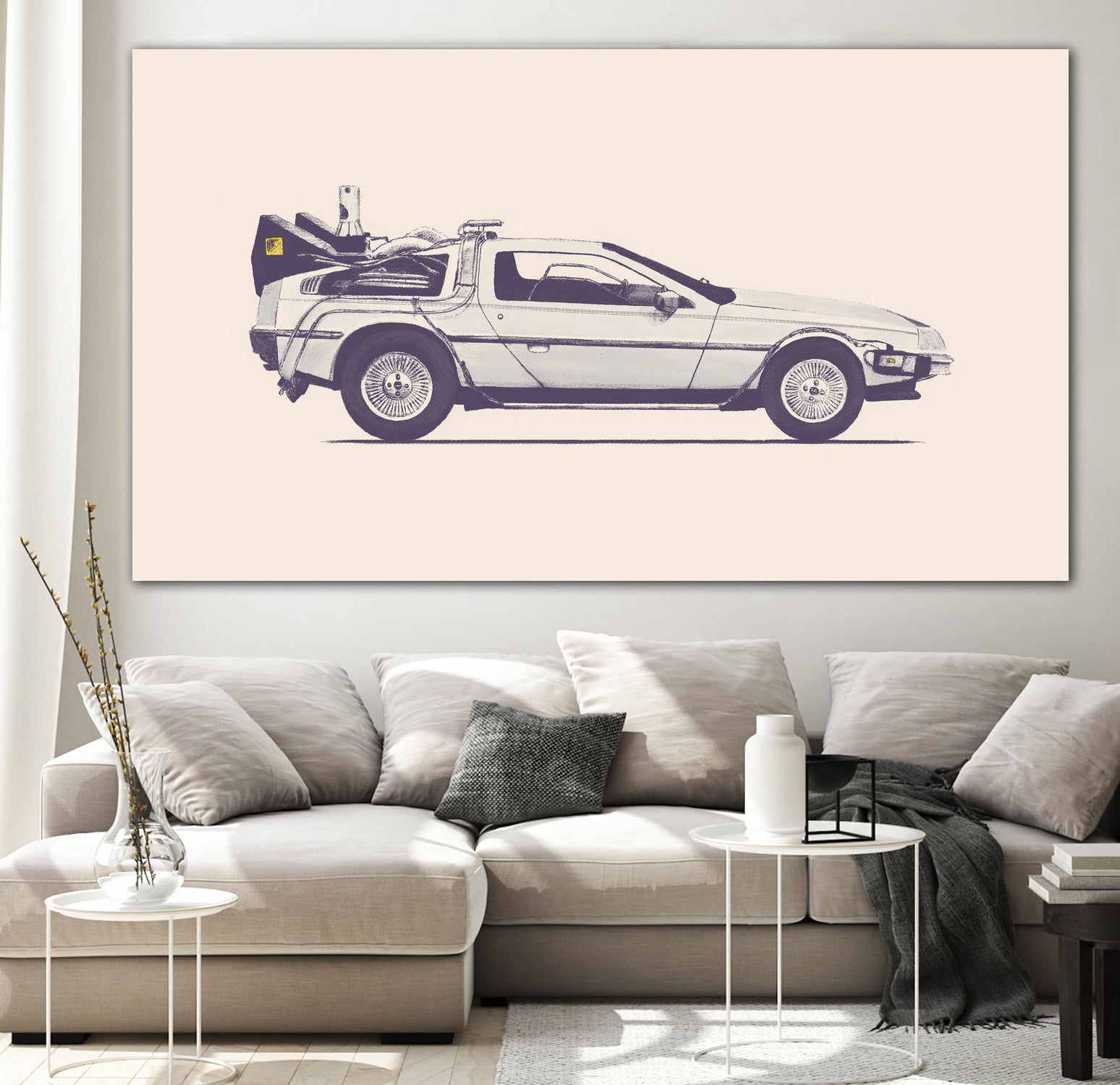 Famous Car #2 - Back to the Future's Delorean by Florent Bodart on GIANT ART - white digital painting