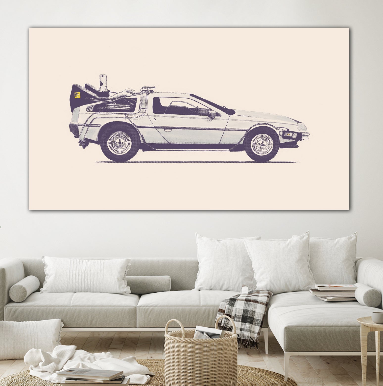 Famous Car #2 - Back to the Future's Delorean by Florent Bodart on GIANT ART - white digital painting