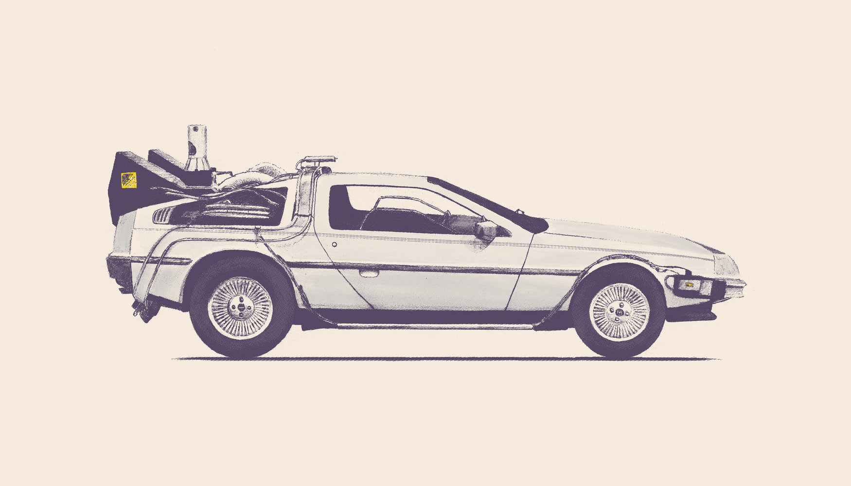 Famous Car #2 - Back to the Future's Delorean by Florent Bodart on GIANT ART - white digital painting