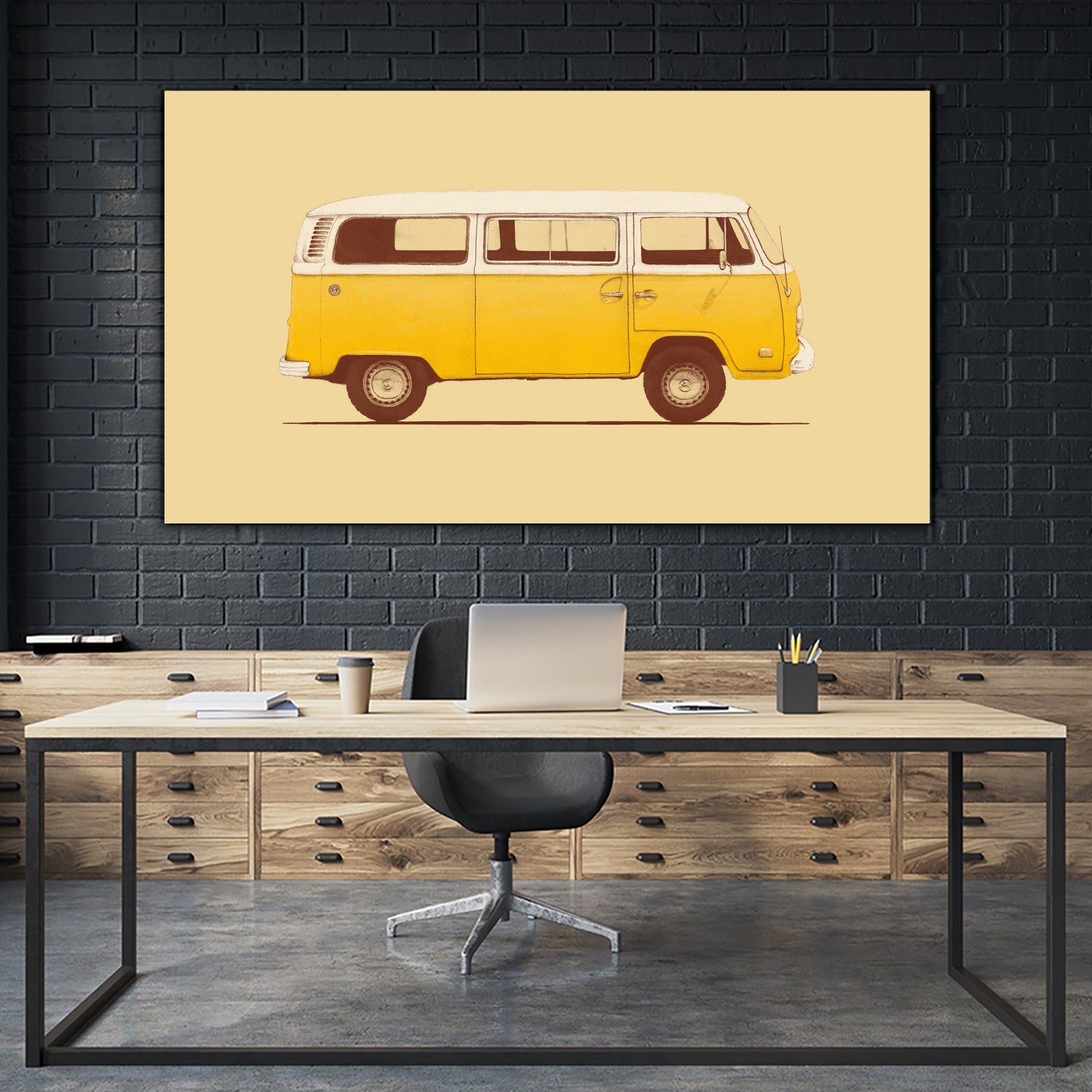 Yellow Van by Florent Bodart on GIANT ART - yellow digital painting