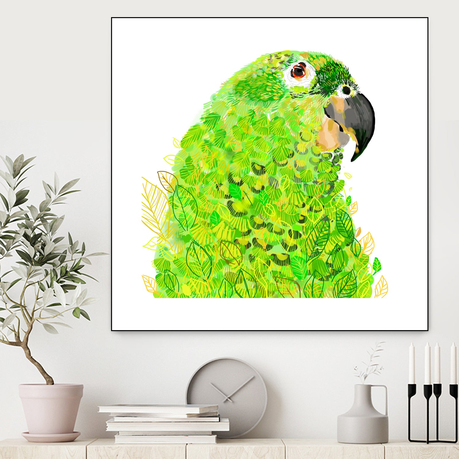 Green Parrot by Reid Harrison on GIANT ART - green digital painting